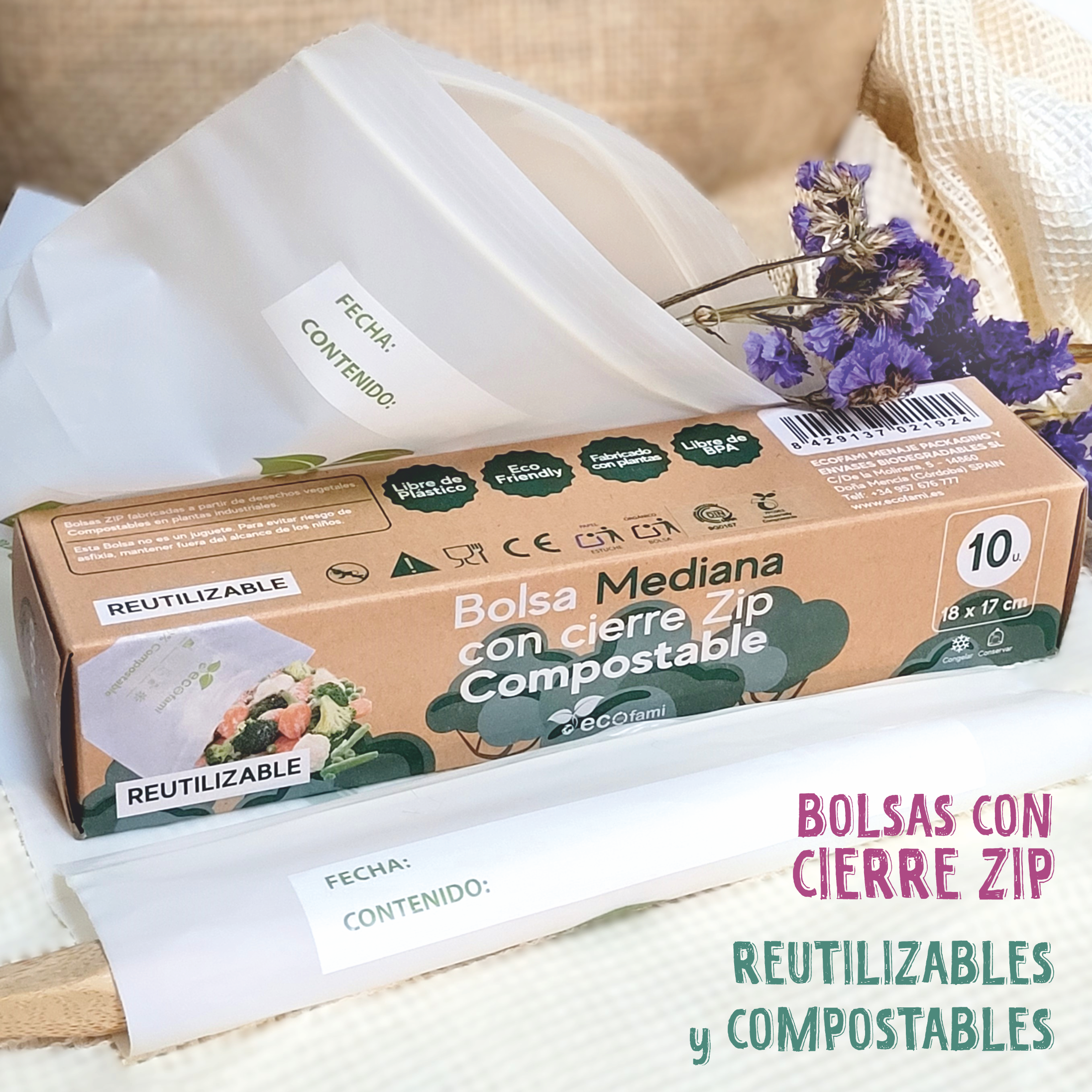 BOLSA ZIP REUTILIZABLE Y COMPOSTABLE - Imagen 2